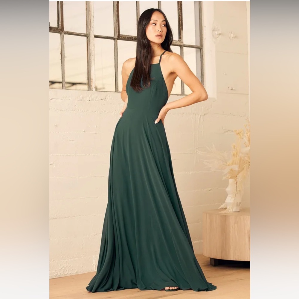 Lulu’s Mythical Kind of Love Dark Green Maxi Dress